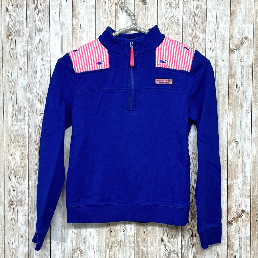 Childs Vineyard Vines Shep 14 Zip Pink Stripe 6029